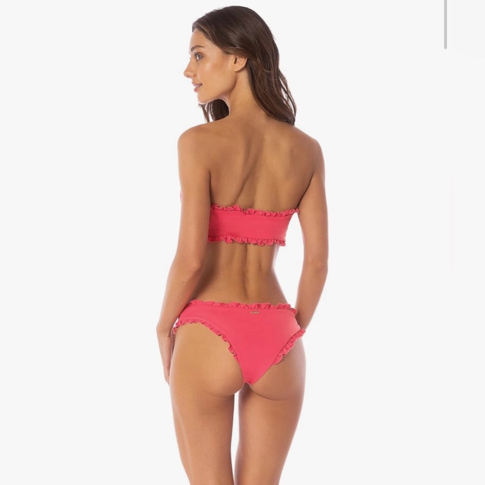 Maaji Low Rise Red Ruffle Bikini Bottom Medium